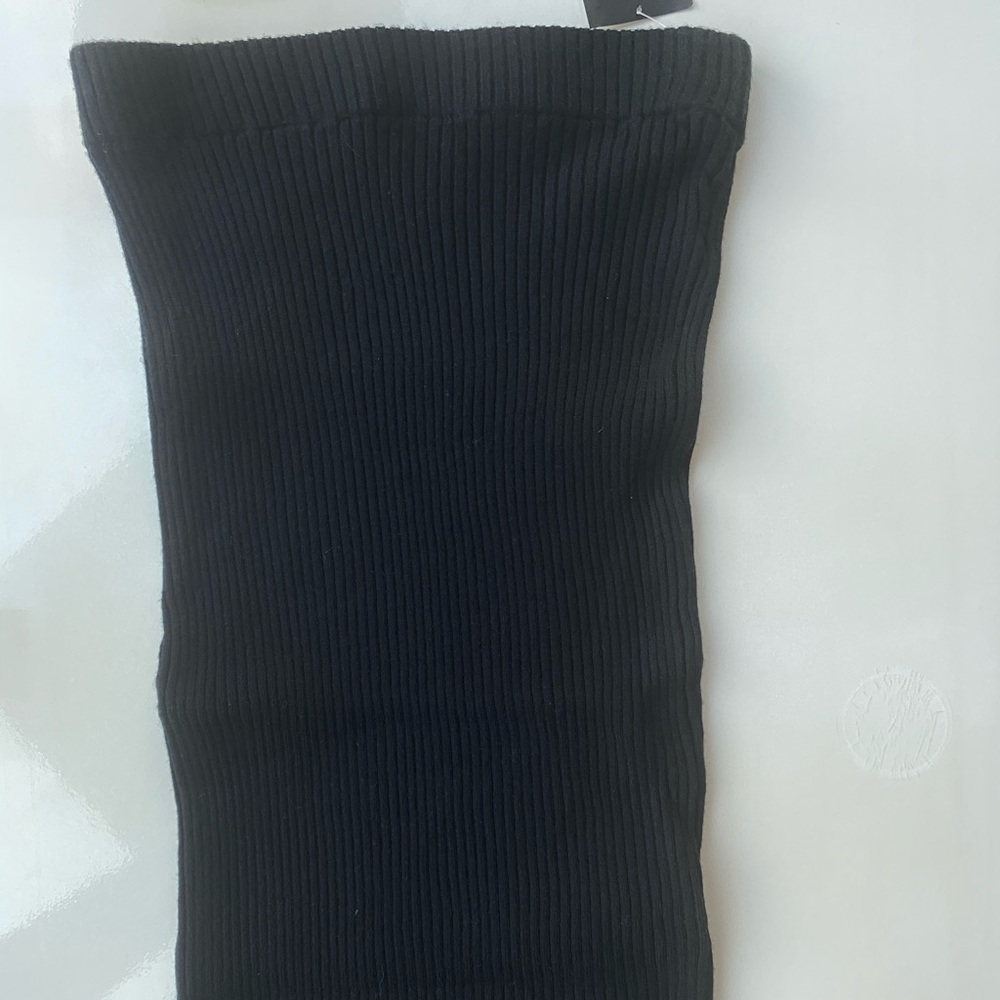 Black Ribbed Fitted Skirt